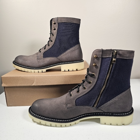 Steve Madden Other - Steve Madden Mens Tunis Fashion Boot Round Toe Zipper Side Gray Blue Size 13 NEW